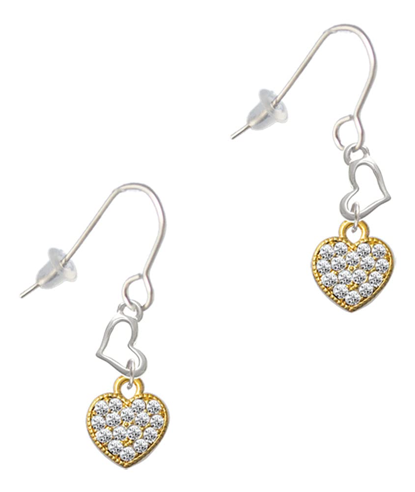 Delight Jewelry Clear Crystal Heart Stud Earrings - Dainty French Hook Earrings for Women - Perfect for Valentine's Day, Anniversary, Wedding & Everyday Wear
