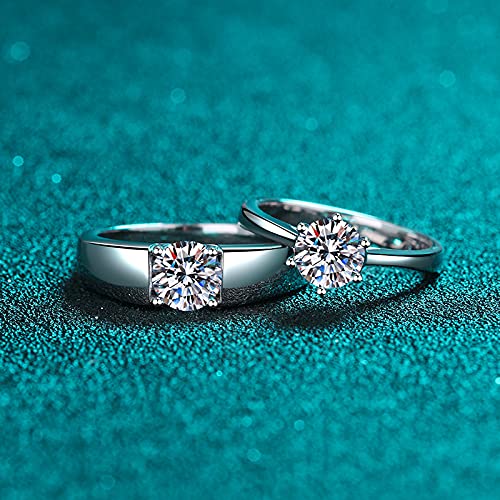Custom Moissanite Wedding Rings Sets for Couples - Sterling Silver Engagement Rings & Matching Bands - Perfect for Proposals, Anniversaries & Romantic Gifts