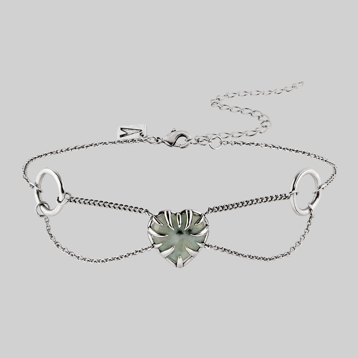 PIXI Clawed Heart Gemstone Silver Chain Choker Necklace for Women | Elegant Gothic Jewelry Gift for Valentine's Day, Date Night & Special Occasions