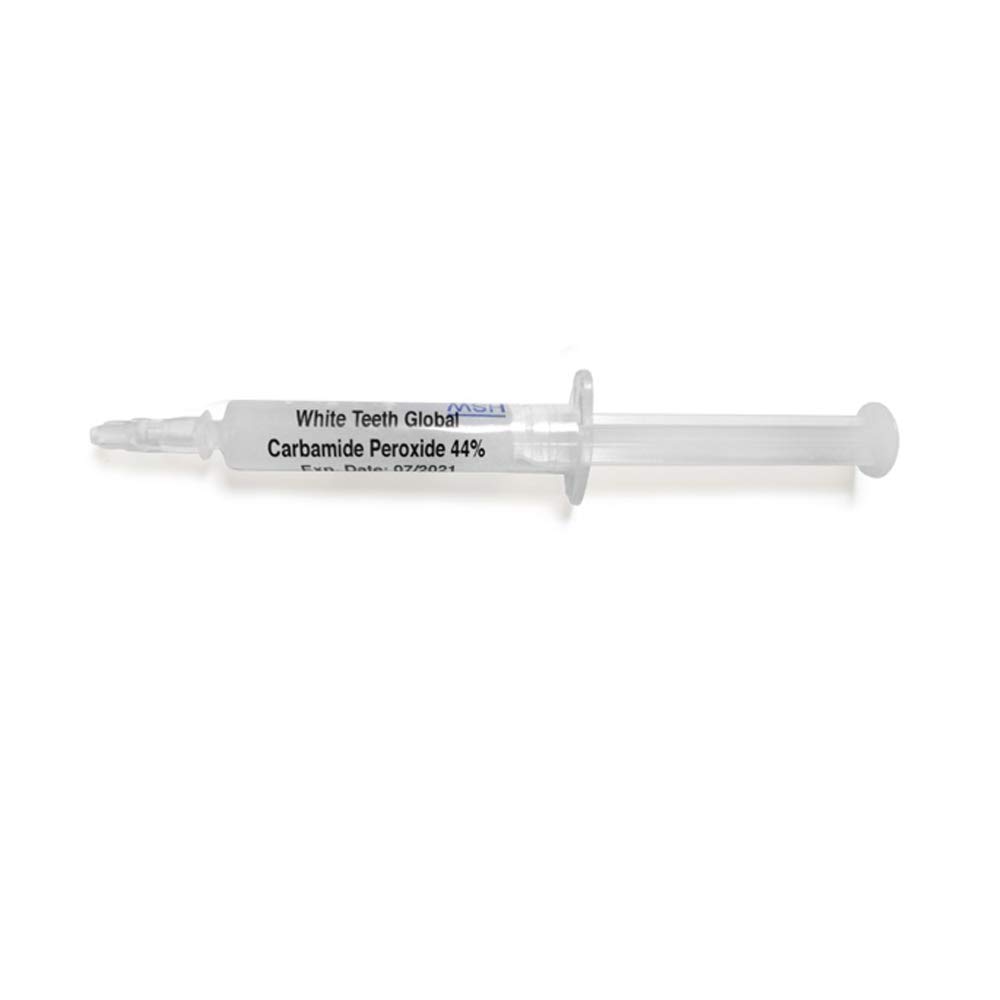 Professional Teeth Whitening Kit with 3ml 44% Carbamide Peroxide & 3ml Remineralization Gel - Includes 2 Mouth Trays & Syringe Dispensers for At-Home Dental Care & Bright Smile