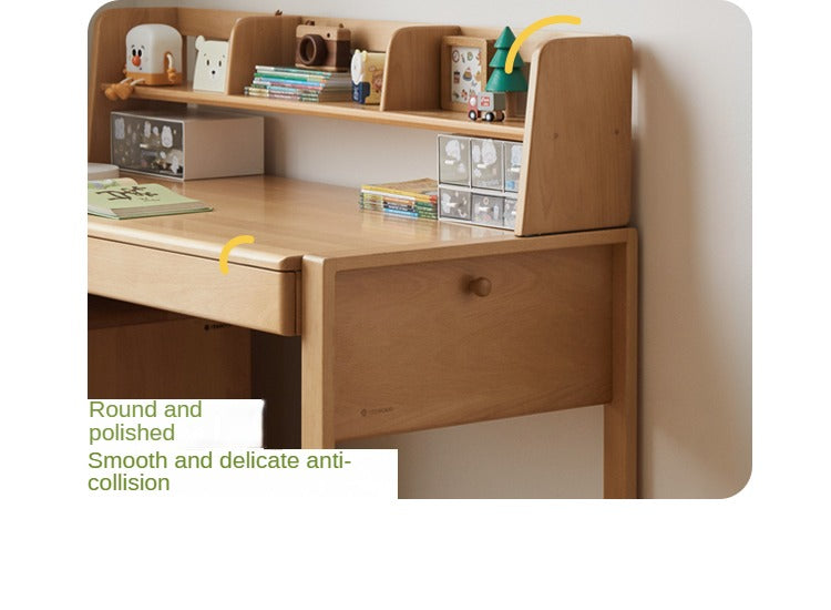 Premium Beech & Oak Solid Wood Kids Study Desk - Ergonomic Children's Writing Table for Homework & Crafts - Perfect for Bedroom, Homeschool & Montessori Learning