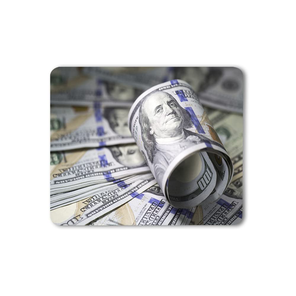 WONDERTIFY 100 Dollar Bill Mouse Pad - Non-Slip Rubber Base Gaming Mouse Mat for Laptop, PC, Office & Home (9.5 x 7.9 Inches) - Perfect for Gamers, Office Workers & Dollar Bill Enthusiasts