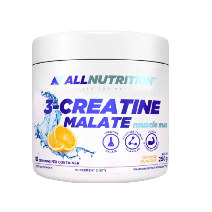 Allnutrition 3 Creatine Malate Powder - 250g Orange Flavor | Muscle Recovery & Performance Booster for Athletes & Gym Enthusiasts