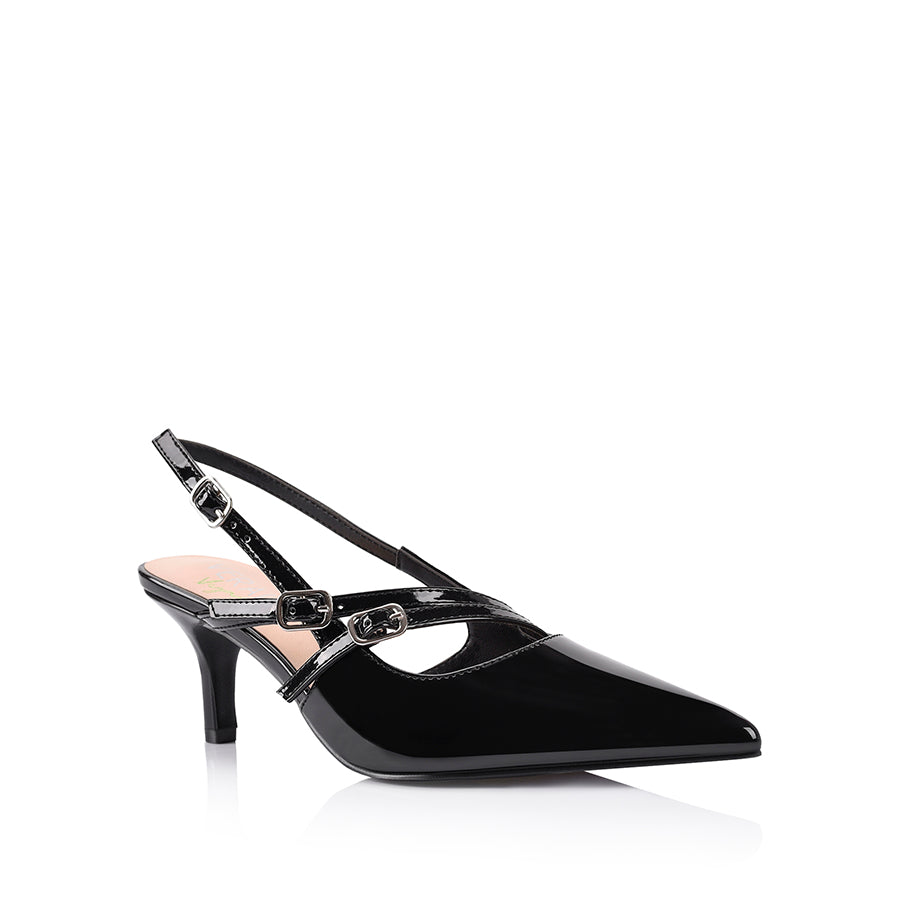 Zedd Pointed Toe Kitten Heels for Women - Black Patent Leather Dress Pumps | Perfect for Office, Wedding & Evening Events