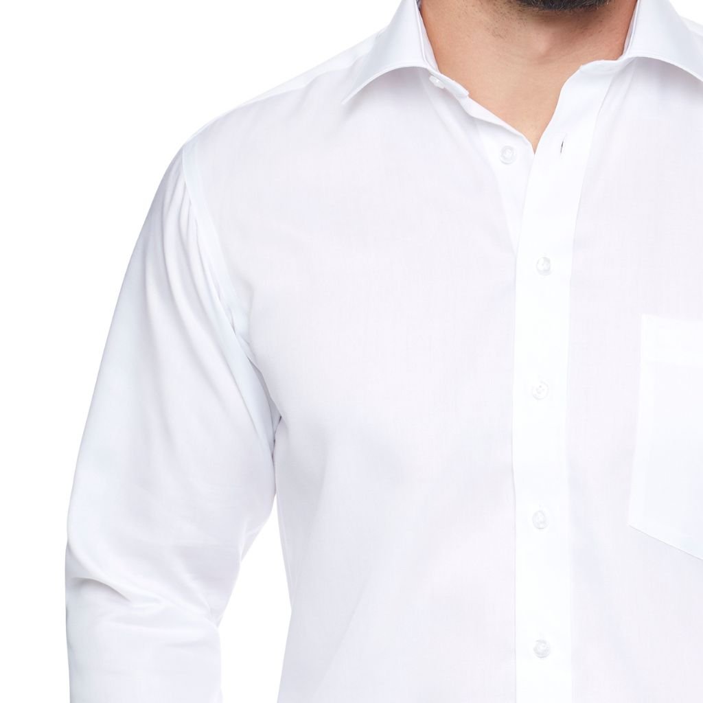 ABELARD Super Non-Iron Cotton Twill Shirt for Men - White - Comfortable Business Casual Shirt for Office, Travel & Formal Occasions