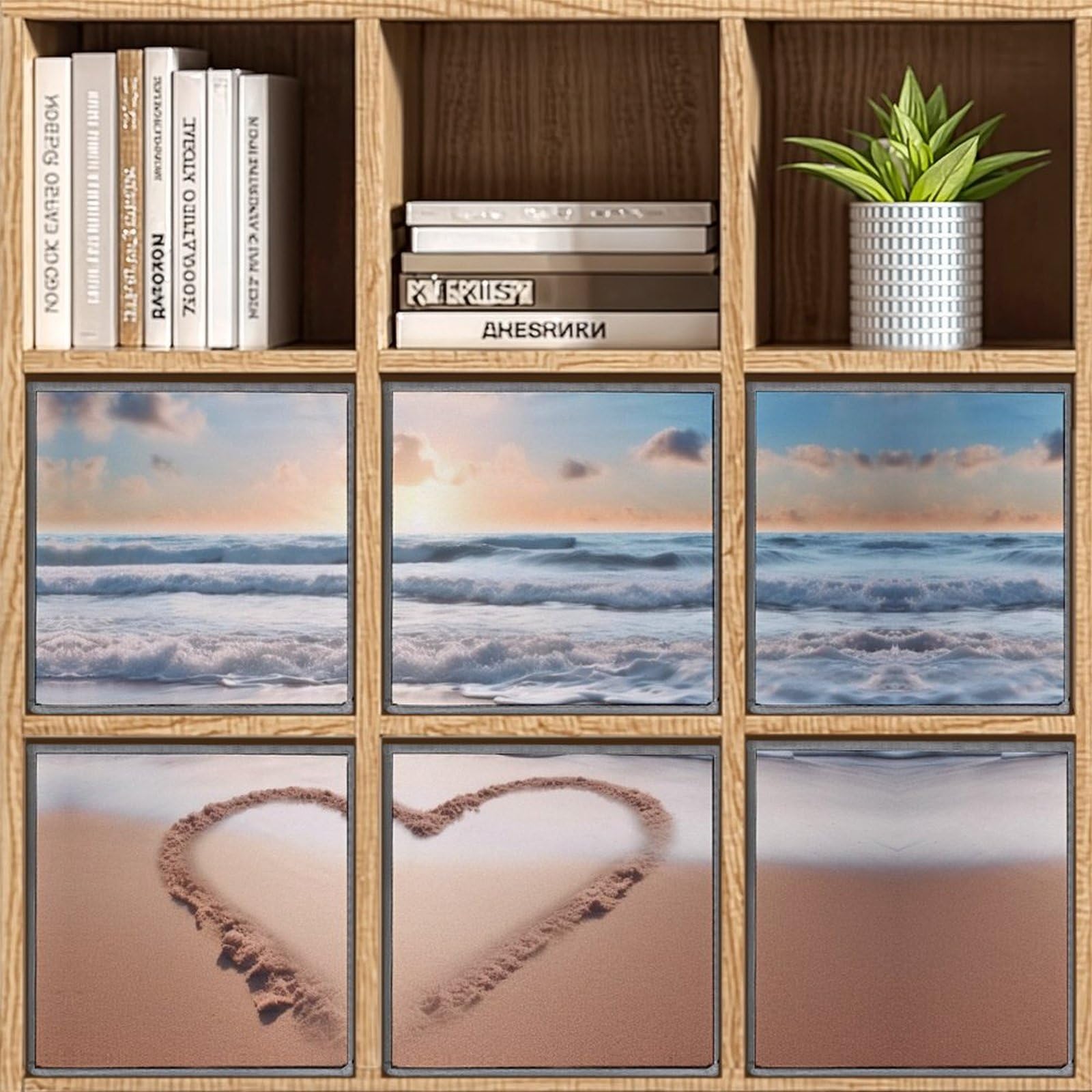 6-Pack Heart Shaped Collapsible Storage Bins with Handles - Romantic Beach Themed Foldable Storage Baskets for Closet, Bedroom & Bathroom Organization - Large Fabric Storage Cubes for Clothes, Toys & Home Decor