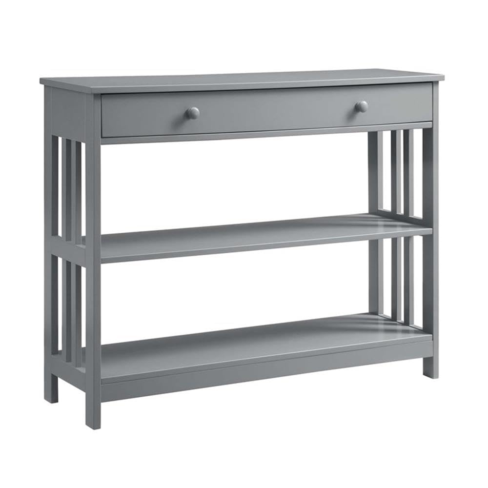 Pemberly Row Transitional Mission Style One-Drawer Console Table - Gray Wood Finish Entryway Table for Hallway, Living Room & Dining Room Decor