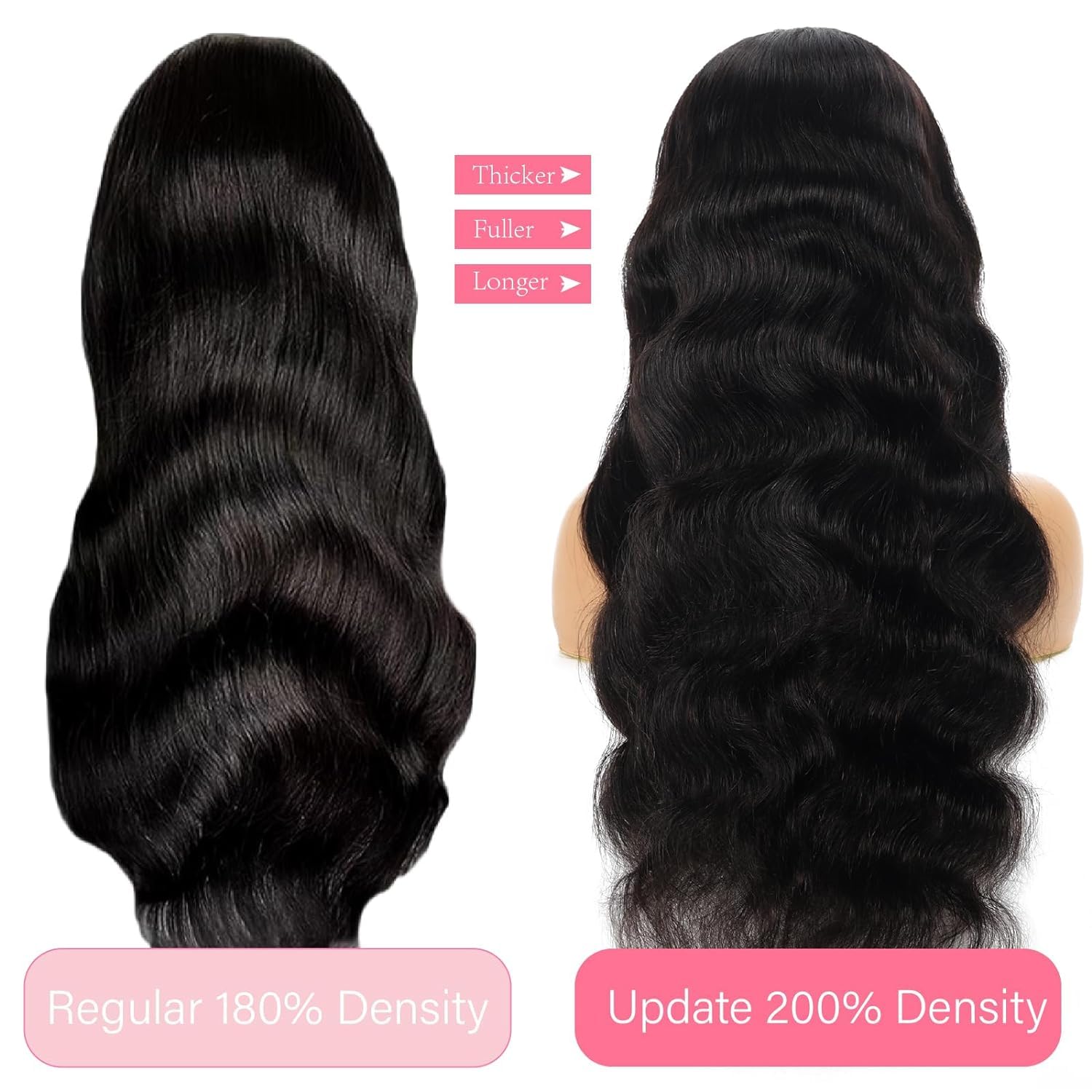13x6 HD Lace Front Human Hair Wigs 200% Density Body Wave Pre-Plucked with Baby Hair - Glueless Natural Black Wig for Women (28 Inch) | Perfect for Daily Wear, Cosplay & Special Occasions