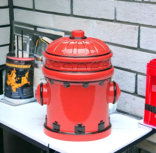 Premium Ceramic Red Fire Hydrant Cookie Jar - 10 Inch Height, Airtight Kitchen Storage Container for Cookies, Snacks & Dry Goods - Perfect for Home, Office or Gift Giving