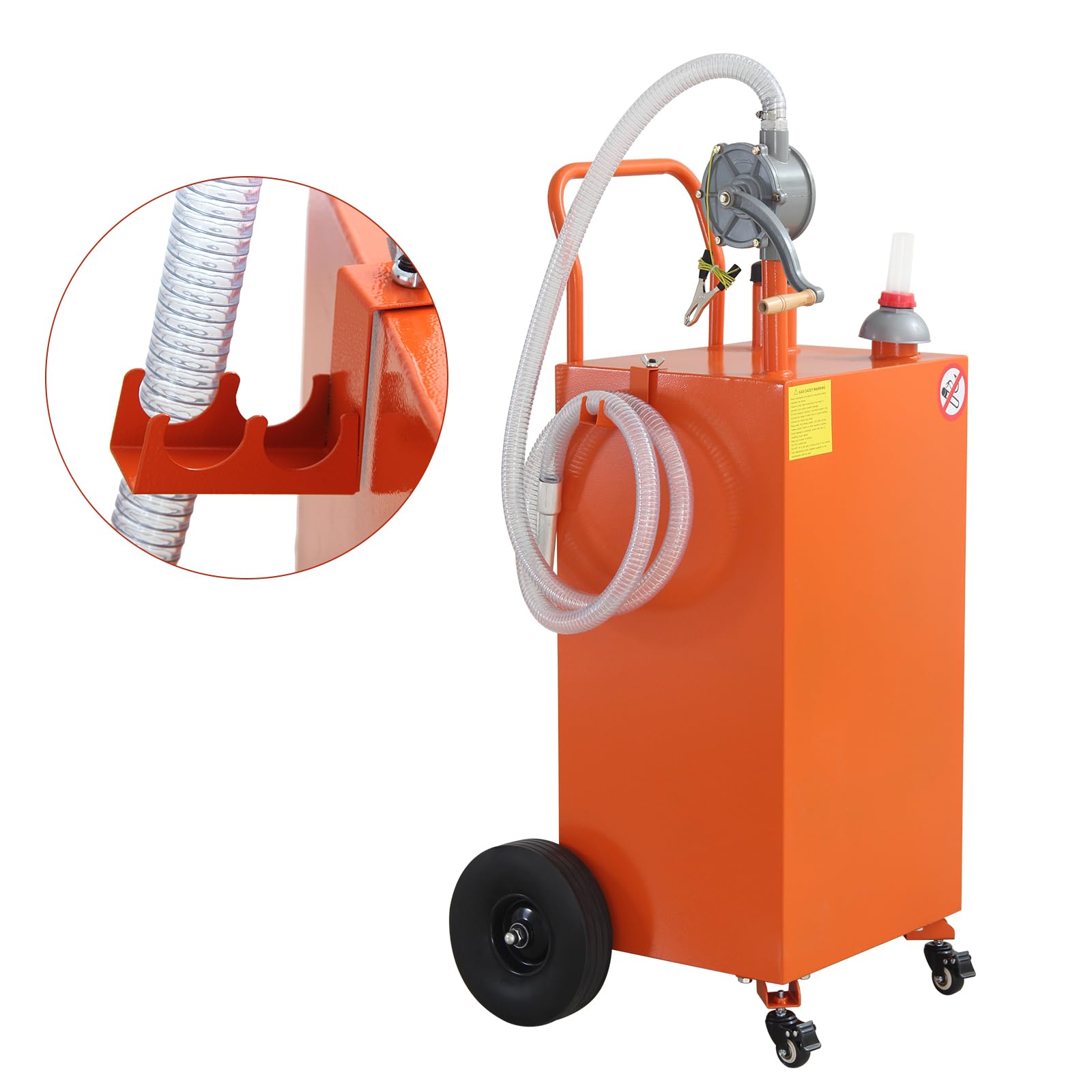 40 Gallon Portable Oil Transfer Tank - Diesel, Fuel, Kerosene Storage Container for Boats, ATVs, Cars & Motorcycles | Heavy-Duty Gas Caddy with Pump | Outdoor, Garage & Workshop Use (Orange)