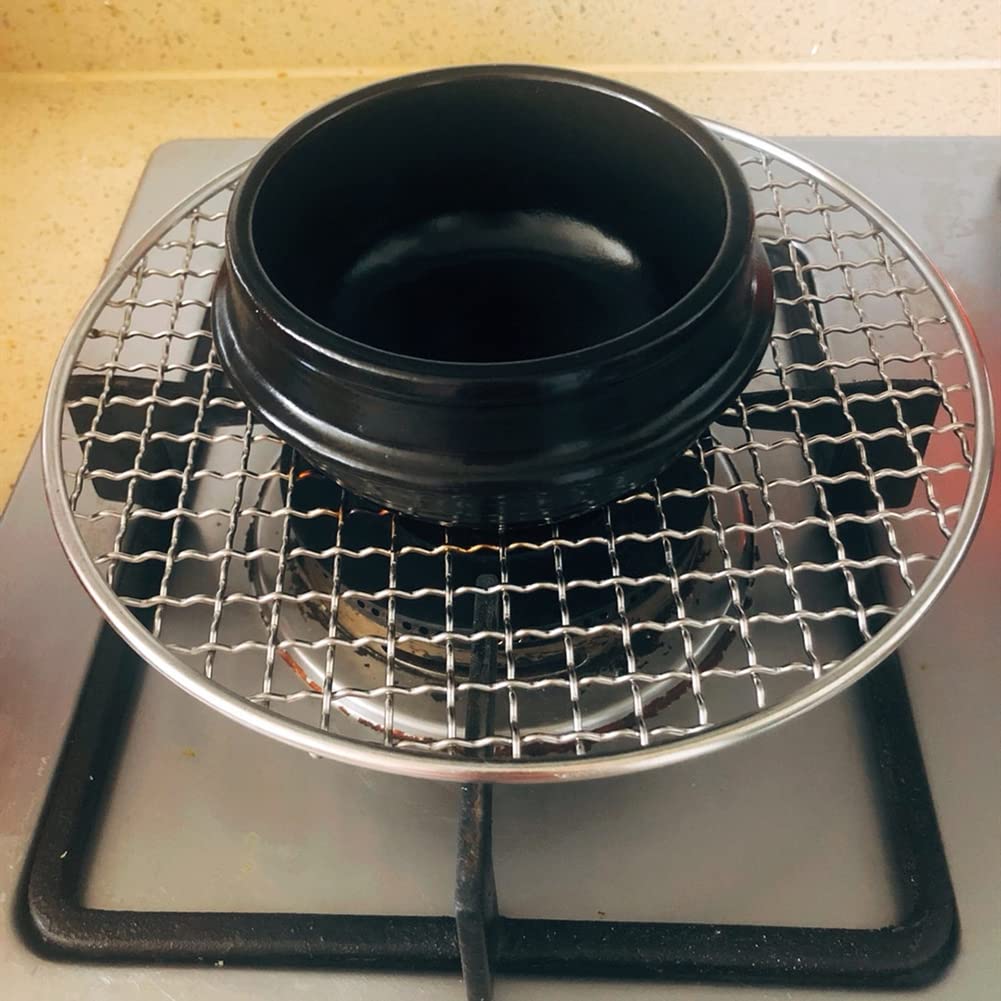 Stainless Steel Korean BBQ Grill - Non-Stick 33cm Round for Outdoor Cooking & Camping
