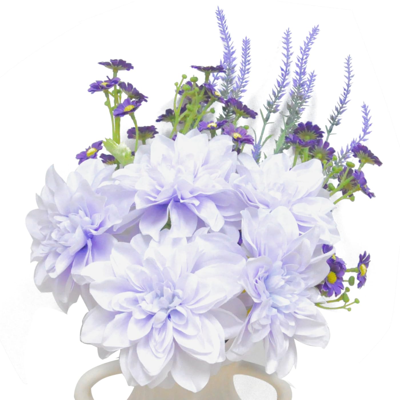 Purple Artificial Dahlia Flowers - Fake Daisy & Lavender Bouquet with Long Stems for DIY Home Decor, Office, Wedding Arrangements | Perfect for Centerpieces, Table Decor, and Party Decorations
