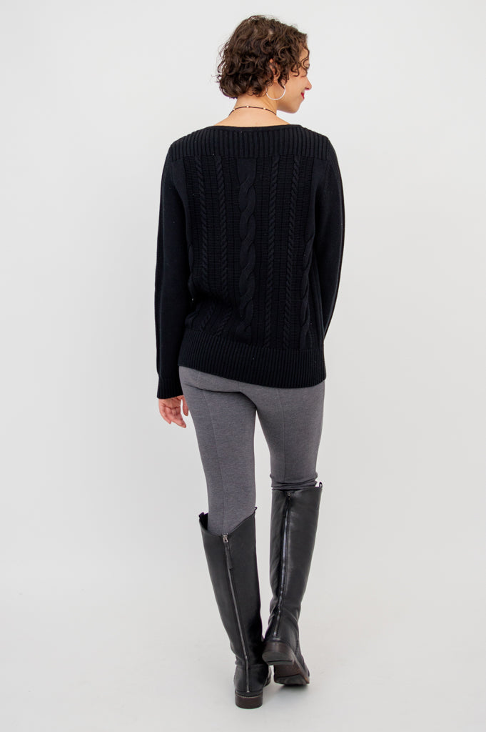 Stylish Cora Sweater for Women - Soft Cotton Knit Pullover in Classic Black | Perfect for Casual Outfits, Office Wear & Cozy Evenings