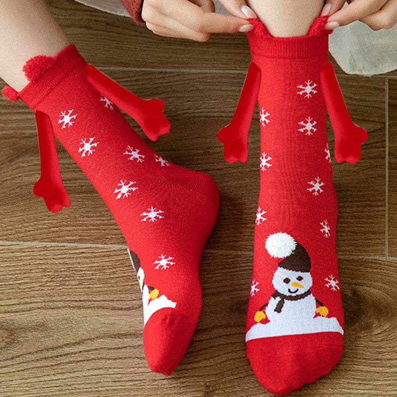 Cozy Christmas Socks for Hand Holding - Warm Holiday Couple Socks for Christmas Gifts, Stocking Stuffers & Romantic Winter Nights