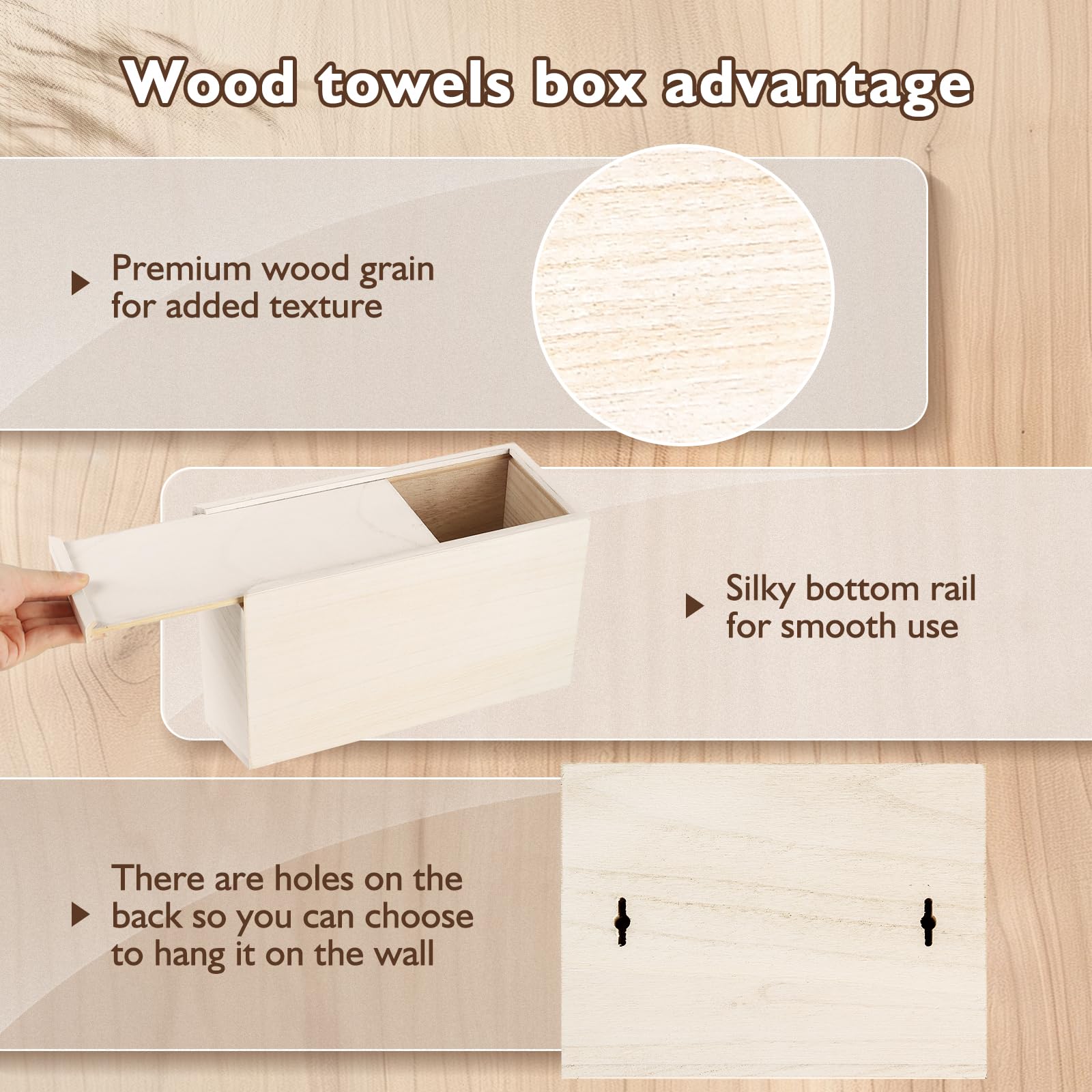 Wooden Tissue Box Cover Holder - Compatible with Kleenex & Disposable Paper Towels | Elegant Tabletop, Bathroom & Office Organizer (White) | Perfect for Home Decor, Guest Rooms & Workplace Desks