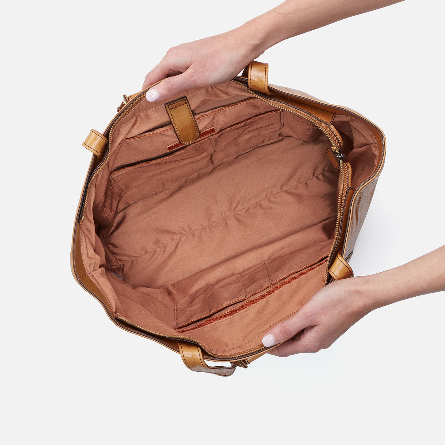Sheila East West Tote Bag - Genuine Polished Leather Handbag for Women, Natural Color - Perfect for Work, Travel & Everyday Use