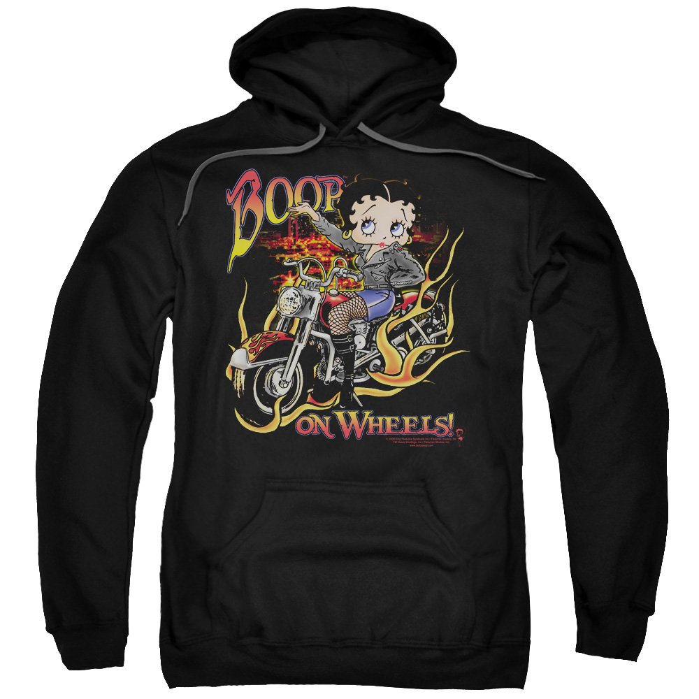 Betty Boop Graphic Hoodie for Men & Women - Unisex Pullover Sweatshirt with Wheels Design - Casual Wear for Street Style & Everyday Comfort