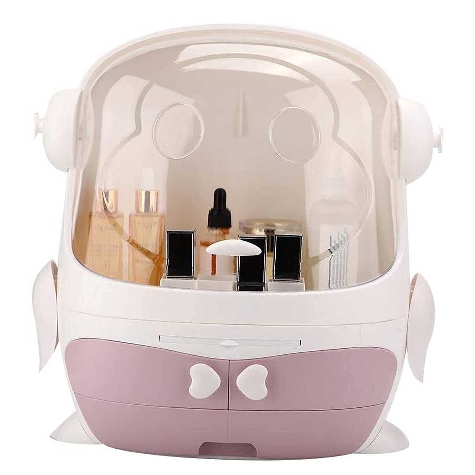 Portable Makeup Organizer with Dust-Free Cover & Waterproof Lid - High Capacity Cosmetic Storage Box with Handle, Dust-Proof Drawers - Perfect for Bathroom Countertop, Bedroom Dresser & Travel Use