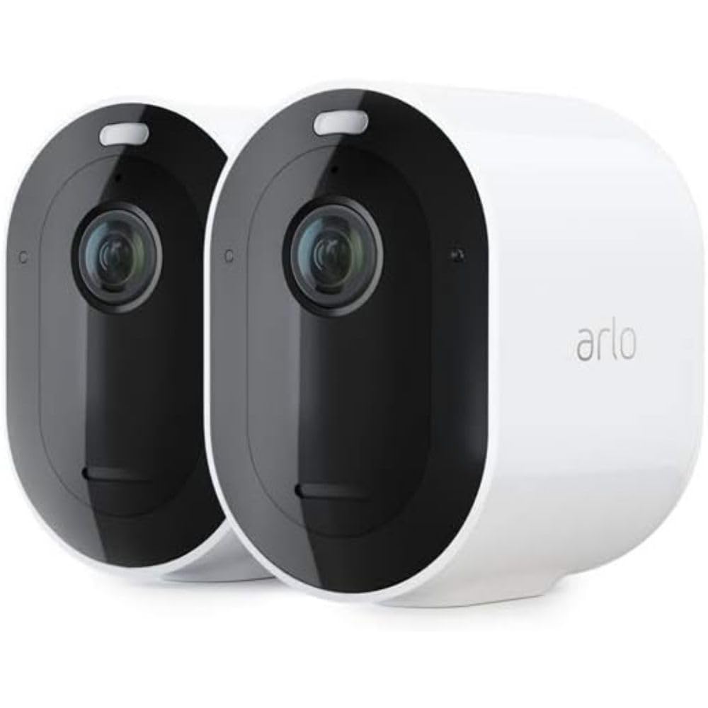 Arlo Pro 4 Wireless Outdoor Security Camera - 2K HDR Video, 6-Month Battery Life, Color Night Vision, 2-Way Audio & Built-in Siren - No Hub Required - 2 Camera Kit with Free Arlo Secure Trial - Ideal for Home Security, Baby Monitoring & Pet Watching (White)