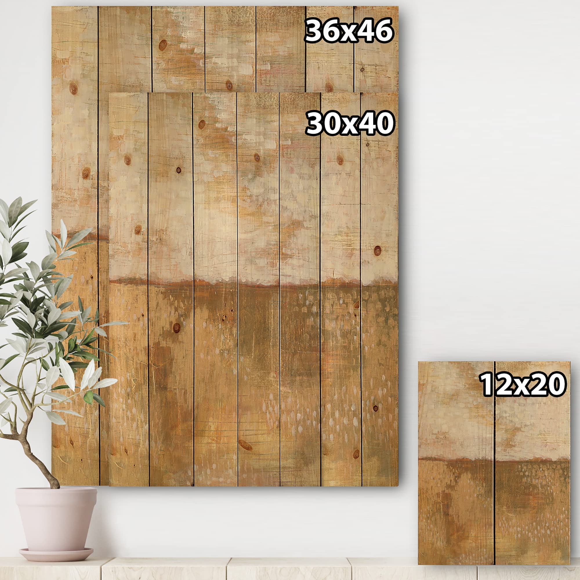 DesignQ Amber Modern Horizon Traditional Wood Wall Decor - Brown Wood Wall Art, Large Abstract Wood Panels Printed on Natural Pine - Perfect for Living Room, Bedroom & Office Decor