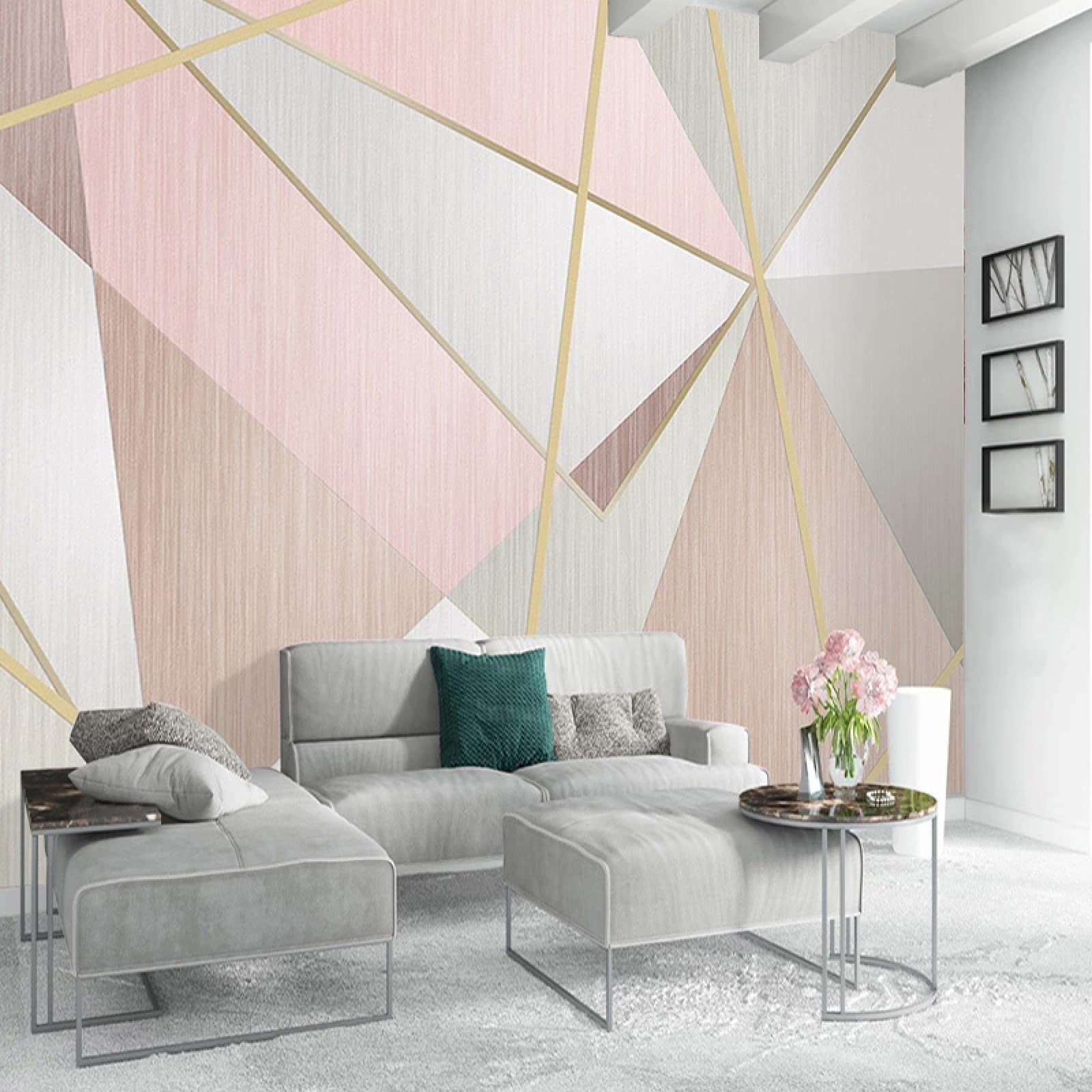 Modern Giant Wall Mural - Fashion Geometric Triangle Print Waterproof Wallpaper for Living Room, TV Backdrop & Bedroom Decor - Abstract Art Design 157.5x110.3 inches (WxH) - Perfect for Home, Office & Commercial Spaces