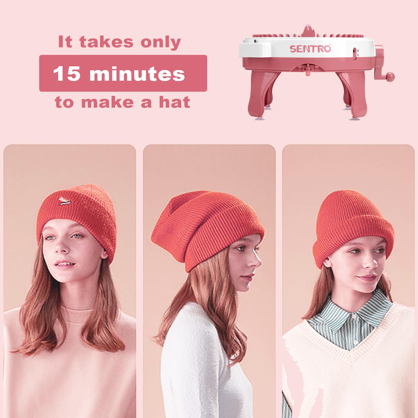SENTRO 48 Needle Knitting Machine with Row Counter - Double Knitting Loom Kit for Adults | Smart Weaving Loom for Wool Yarn | Perfect for DIY Scarves, Hats & Home Decor Projects