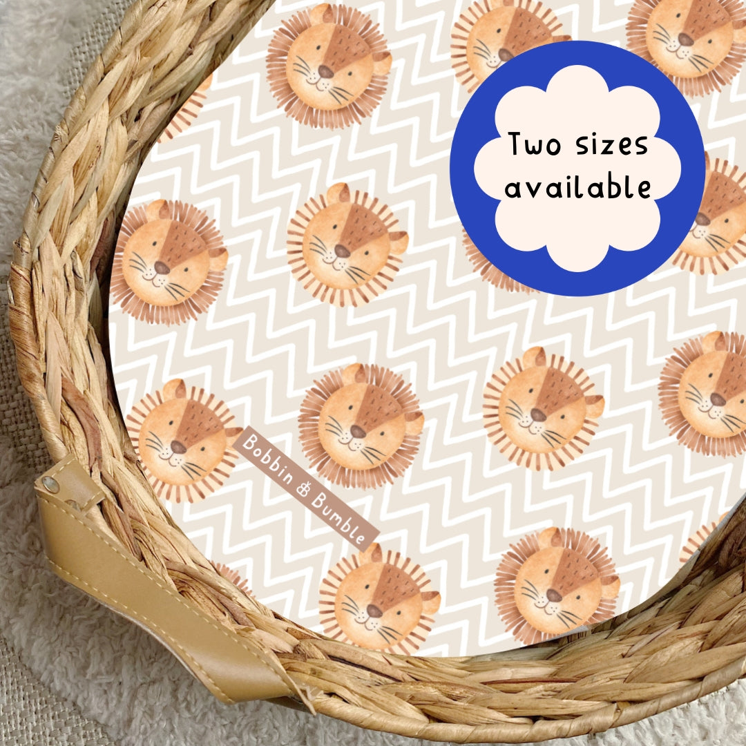 Leo Lion Head PVC Changing Basket Liner - Waterproof Diaper Changing Pad Cover for Baby Nursery | Bobbin and Bumble | Perfect for Baby Showers, Nursery Decor & Diaper Changing Stations