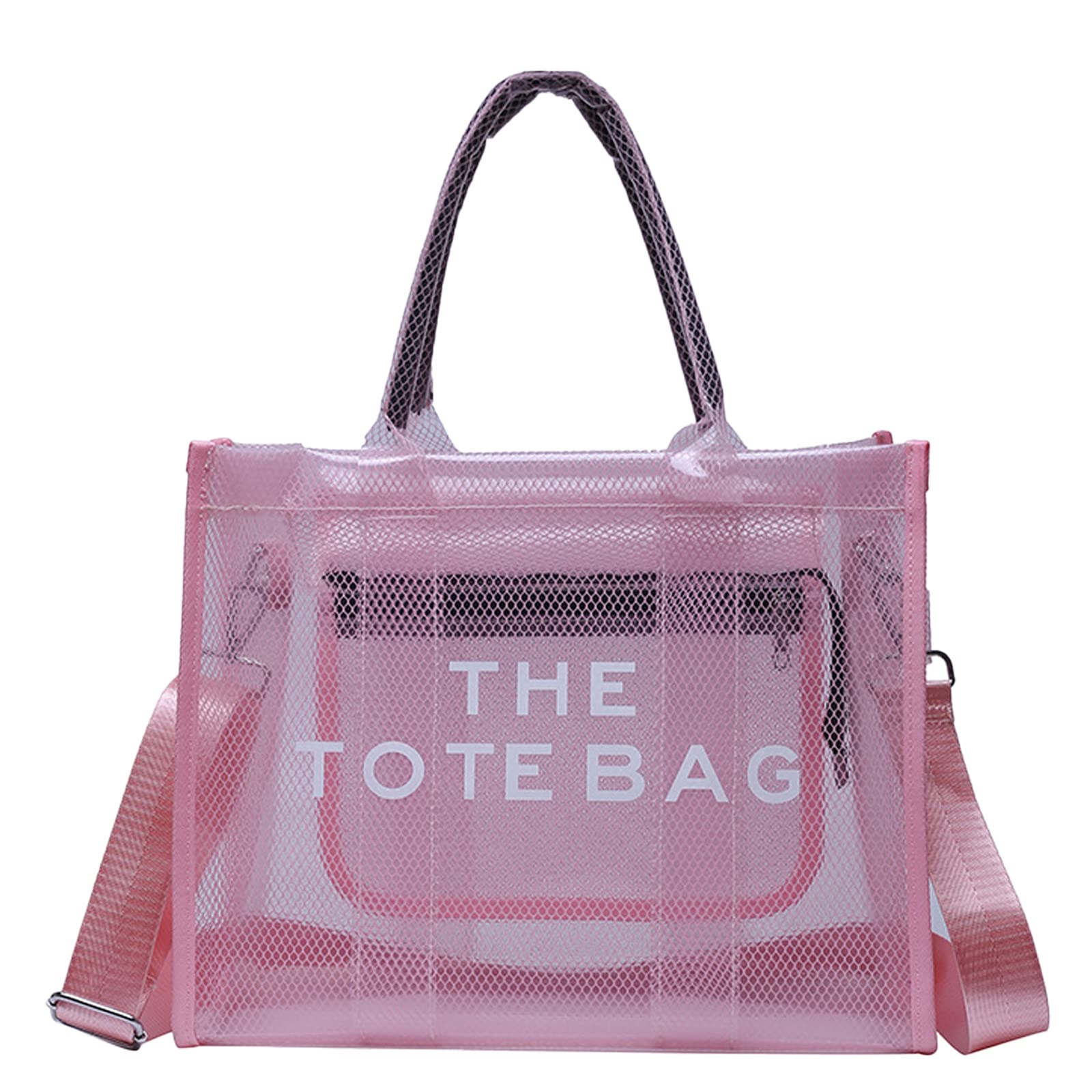 Clear PVC Tote Bag for Women - Fashionable Transparent Shoulder Handbag & Crossbody Purse for Work, Travel, Beach | Perfect for Office Commute, Vacation Essentials & Summer Outings