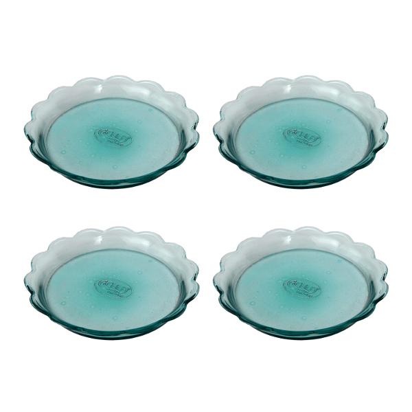 4-Pack Scalloped Rim Recycled Glass Trays – Eco-Friendly Serving Plates for Cheese, Desserts & Appetizers | Perfect for Parties, Weddings & Home Decor
