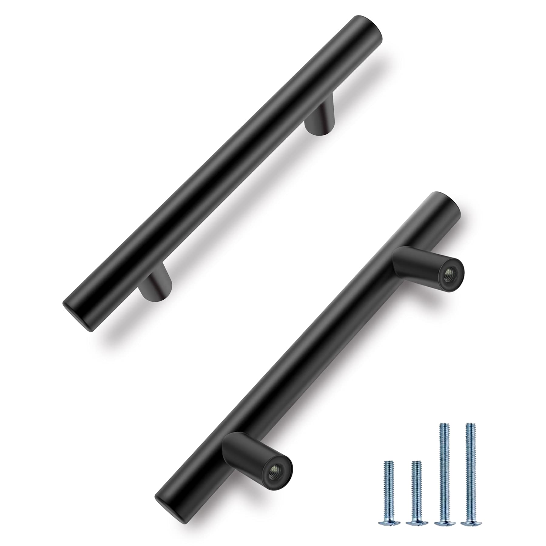 10 Pack Matte Black Cabinet Pulls 3-1/2 Inch Center to Center - Stainless Steel Kitchen Cabinet Handles for Drawers, Cupboards & Wardrobes - Perfect for Modern Home & Office Renovation