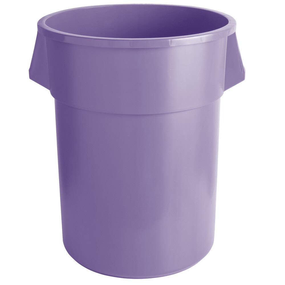 PRO&Family 55 Gallon (220 Qt / 208L) Purple Round Commercial Trash Can with Lid - Heavy Duty Kitchen Garbage Bin, Recycling & Waste Basket - Includes Trash Bag - Ideal for Restaurants, Offices, Schools & Home Use