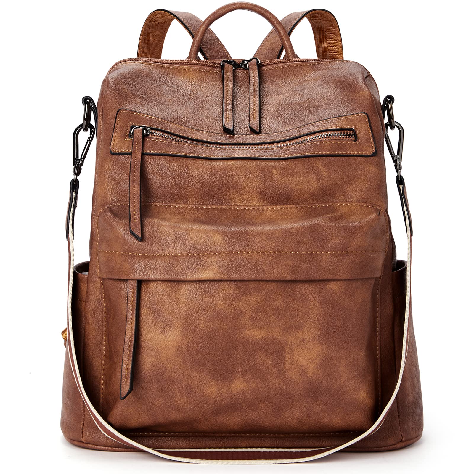 BROMEN Women's Fashion Leather Backpack Purse - Large Designer Shoulder Bag for Travel, Work & Daily Use