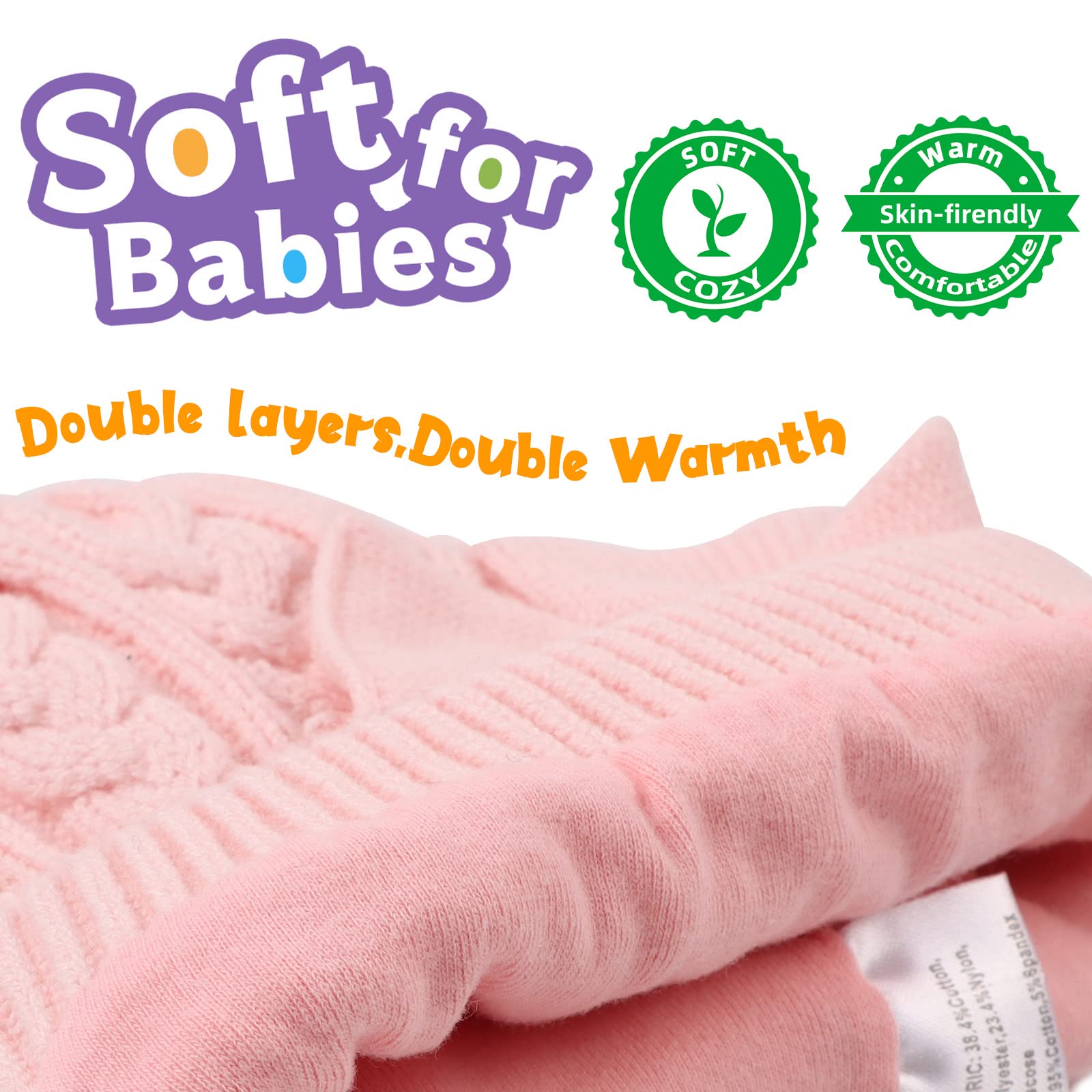 Zsedrut Baby Girls Knit Hats - Soft Winter Beanie with Bow for Toddler & Infant - Warm & Cute Headwear for Newborn to 24 Months - Perfect for Outdoor Play, Winter Walks & Photoshoots
