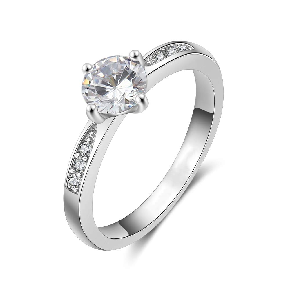 Silver Rings for Women - Ocean Wave Knuckle Ring, Hollow Round Rope Shape Ring with Round Cut Crystal | Elegant Finger Jewelry for Girls & Women | Perfect for Beach Weddings, Date Nights & Gift Giving