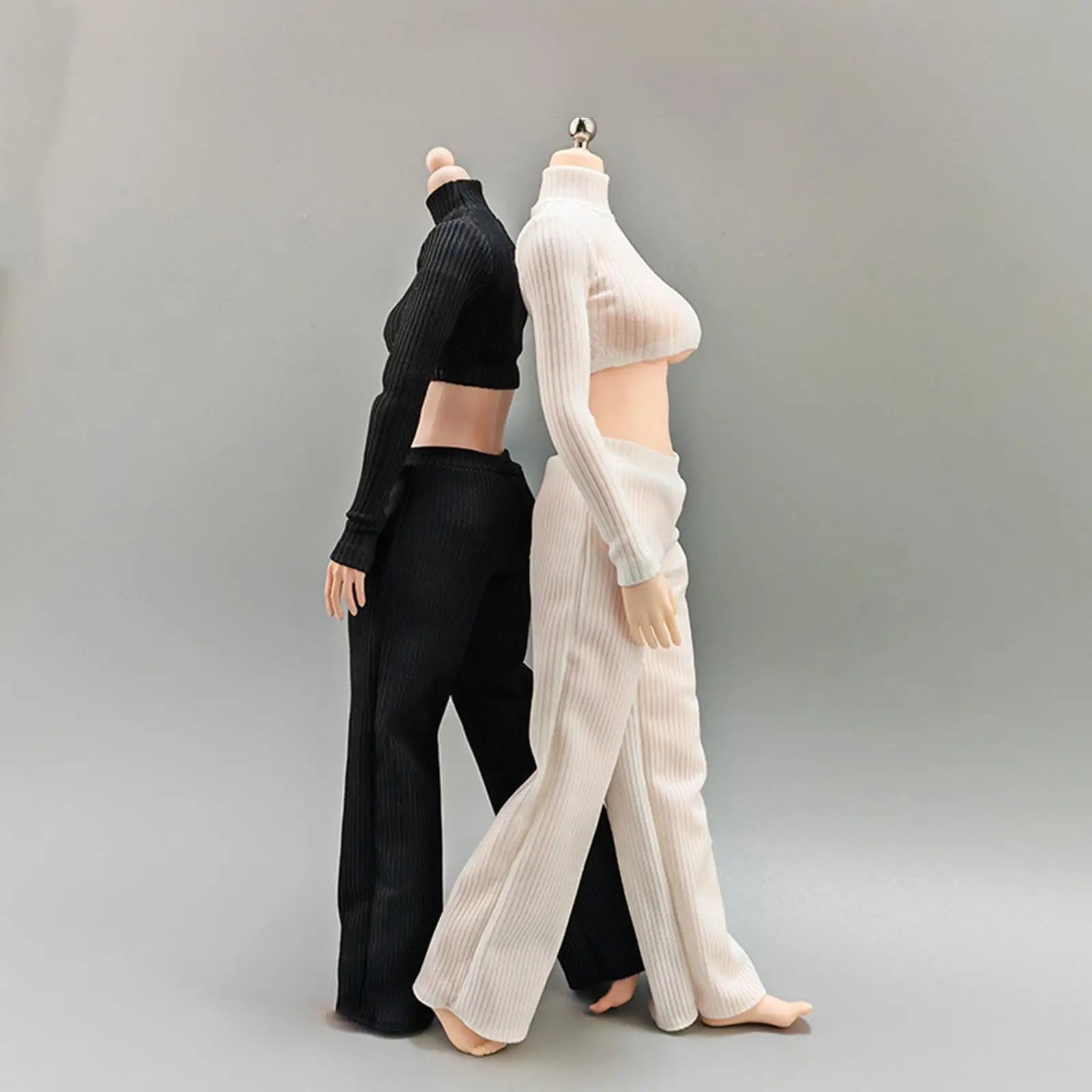 1:6 Scale Women's Crop Tops Turtleneck Thin Sweater Outfit for 12