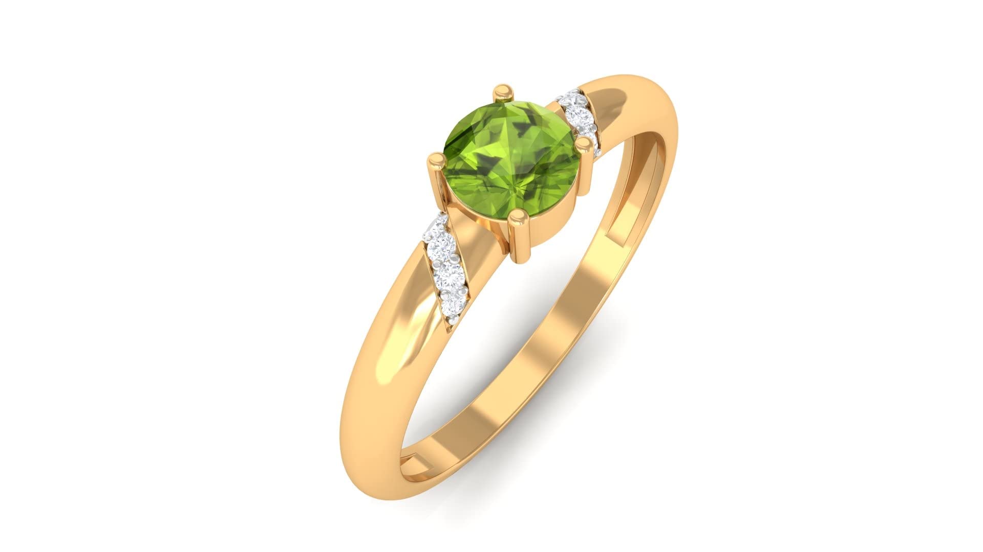 1/2 CT Peridot & Diamond Promise Ring for Women - 4.5mm Solitaire Peridot Engagement Ring in 14K Solid Gold - Perfect for Anniversaries, Proposals & Special Occasions