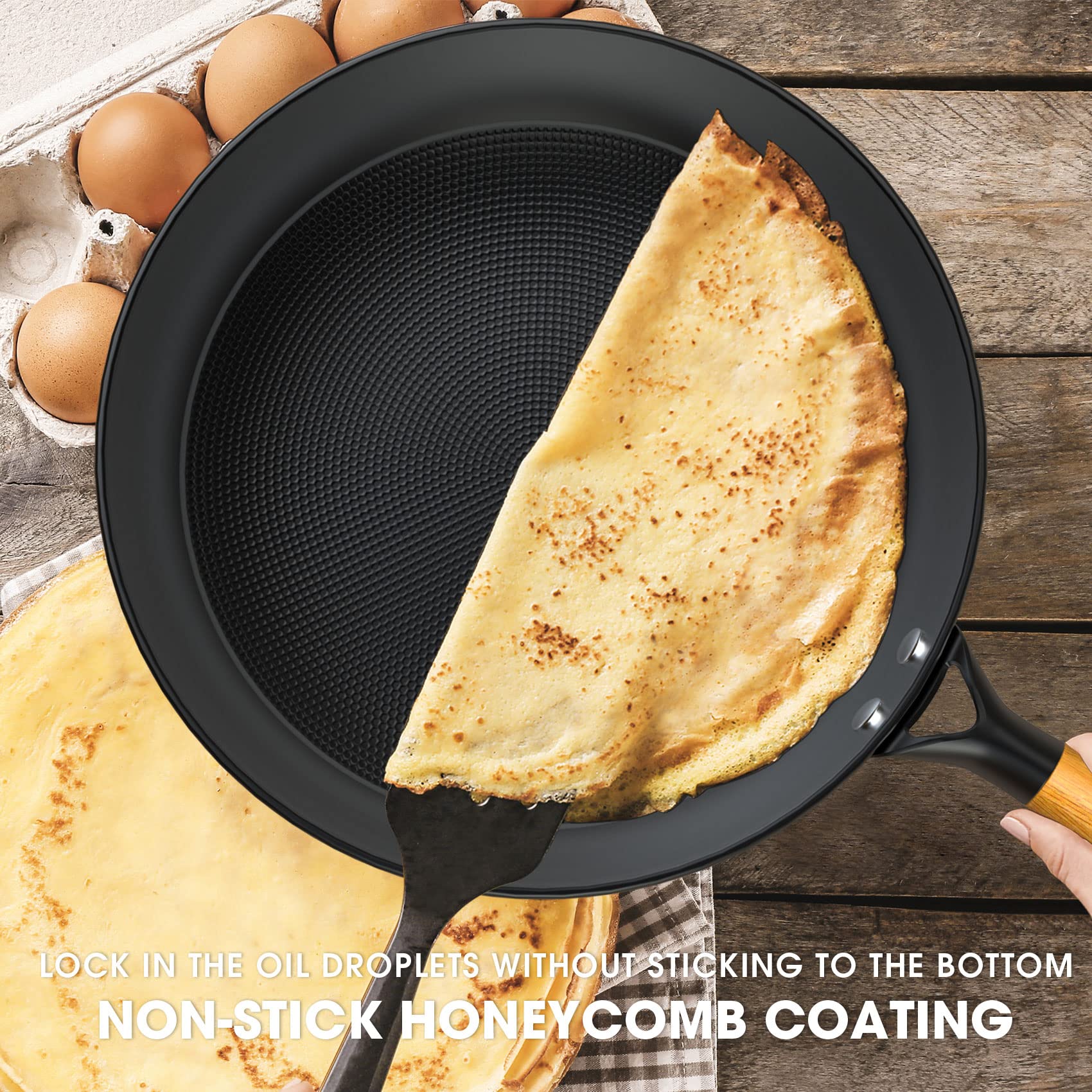 **Imarku Non-Stick Cast Iron Skillets - 8, 10 & 12 Inch Professional Frying Pan Set | Dishwasher Safe, Detachable Handle | Perfect for Home Cooking, Camping & Gifts for Women & Men**