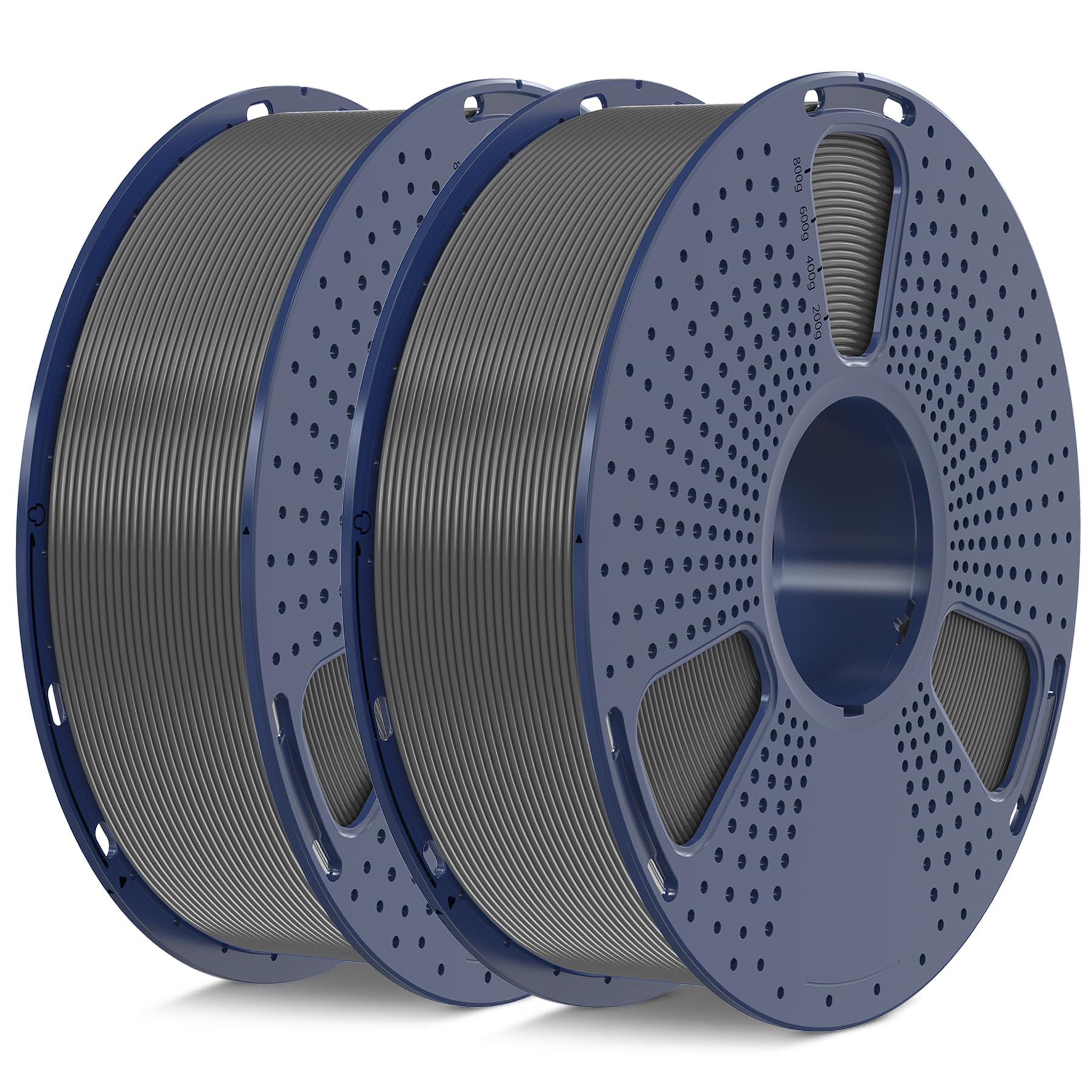 SUNLU PLA Plus 3D Printer Filament 1.75mm 2KG Spool (2-Pack Grey) - High Precision +/-0.02mm for FDM Printers - Perfect for Home DIY, Prototyping & Cosplay Projects