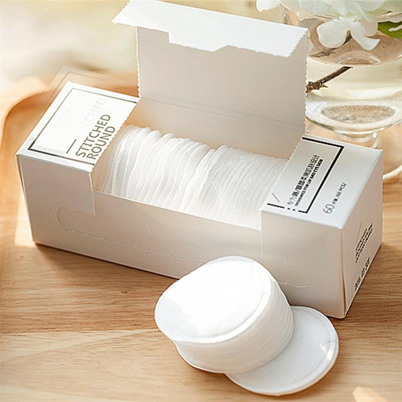 Organic Circular Cotton Pads for Skincare - 60 Count Thin Box | Gentle Exfoliating & Makeup Removal | Perfect for Daily Facial Cleansing & Toner Application