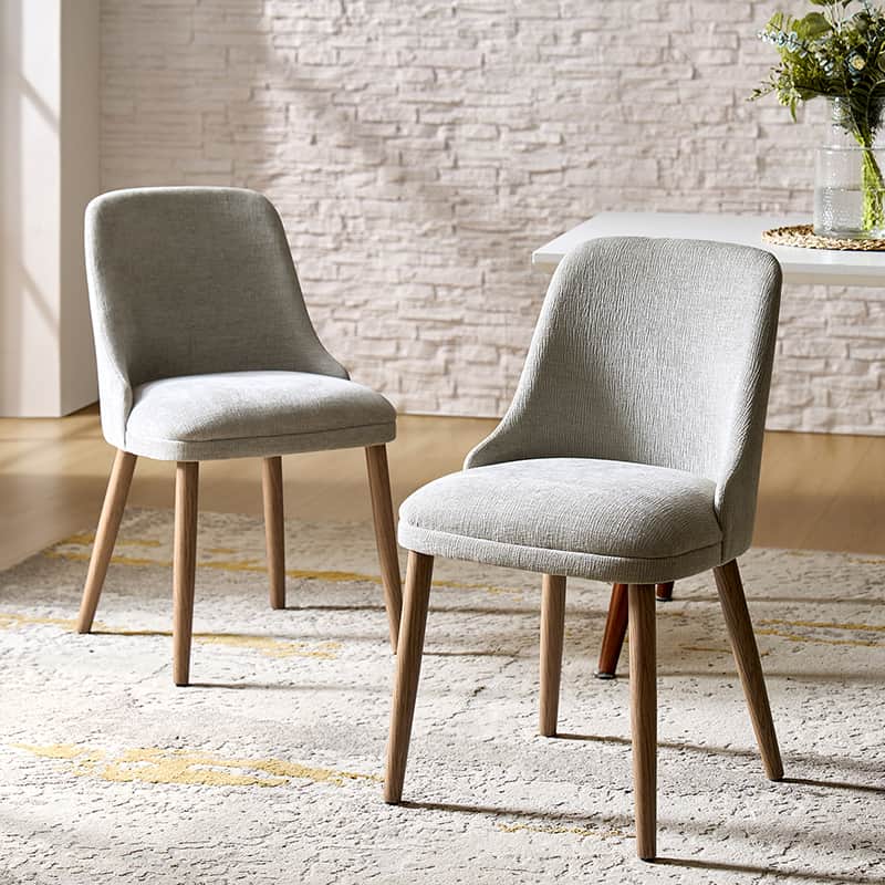 Zara Dining Chairs Set of 2/4/6 - Modern Curved Backrest with Natural Wood Legs & Plush Cushion - Perfect for Kitchen, Dining Room, or Breakfast Nook