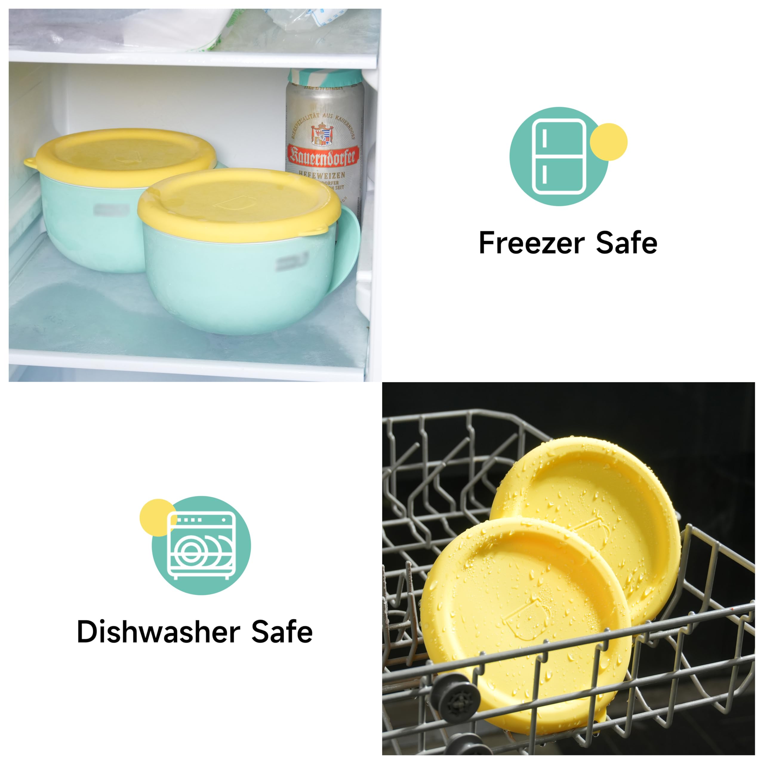 2-Pack Silicone Lids for Dash My Mug Ice Cream Maker - Food Grade Reusable Bowl Covers - Freezer & Dishwasher Safe - Perfect for Ice Cream Storage & Food Preservation (Bowl Not Included)