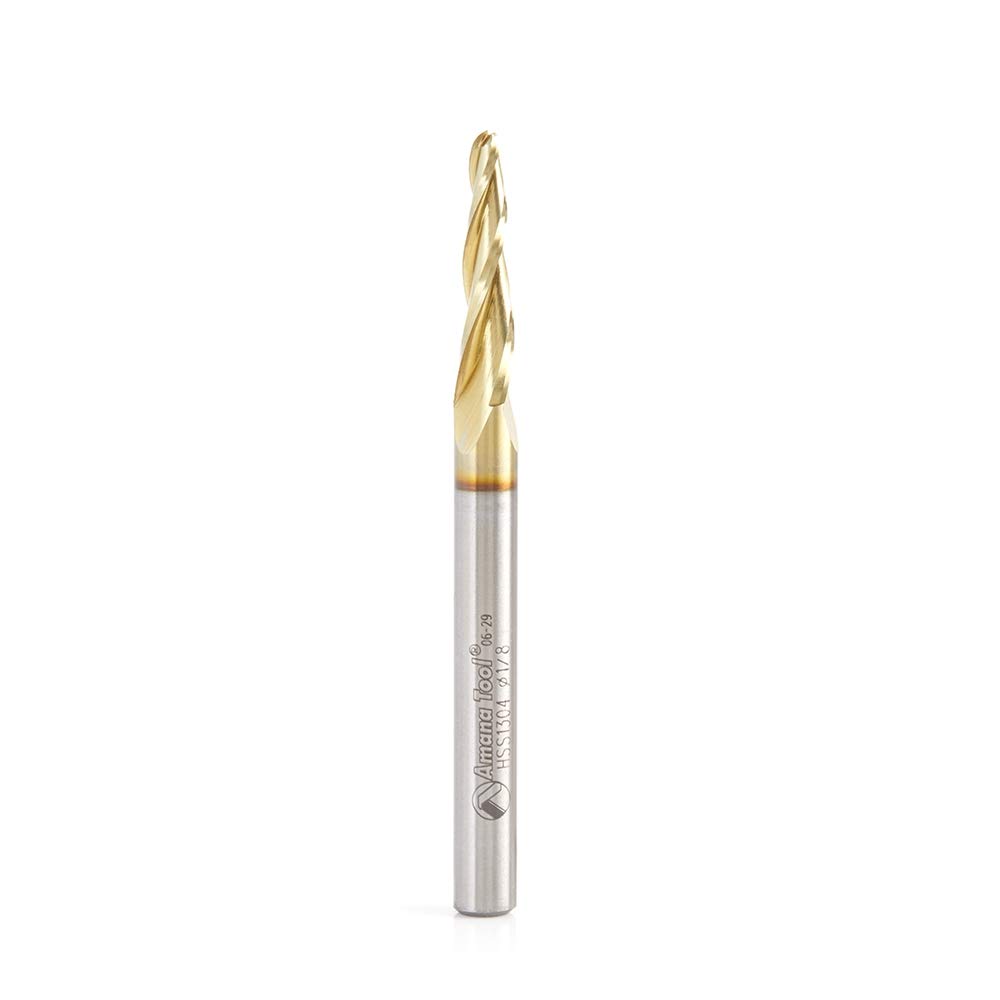 HSS1304 CNC 2D & 3D Carving Ball Nose Router Bit - 3.6° Tapered Angle, 1/8