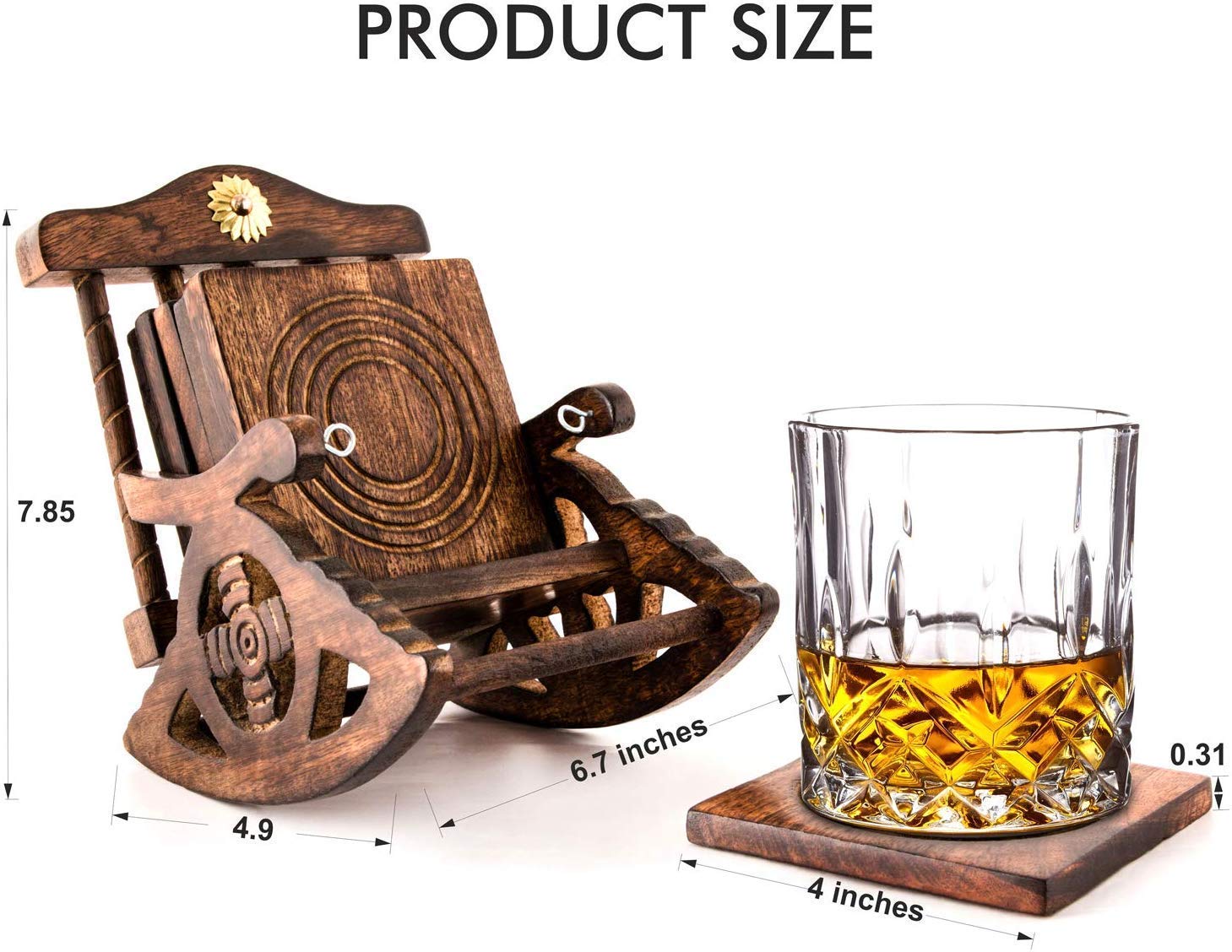 Premium Handmade Wooden Coasters Set of 6 - Natural Art Coasters for Cups, Mugs, Glasses & Beer Cans - Elegant Home & Office Decor for Dining Tables, Bars, Coffee Shops & Gifts - Waterproof & Heat Resistant Drink Coasters for Daily Use & Special Occasions