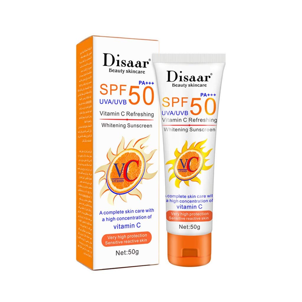 SPF 50+ Whitening Sunscreen for Face & Body - Non-Greasy Sunblock Cream with Skin Brightening & UV Protection - Ideal for Beach, Outdoor Sports & Daily Use (White, 3.4oz)