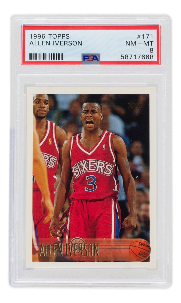 1996 Allen Iverson Philadelphia 76ers Rookie Card #171 Topps PSA 8 NM-MT - Basketball Memorabilia for Collectors & Sports Fans