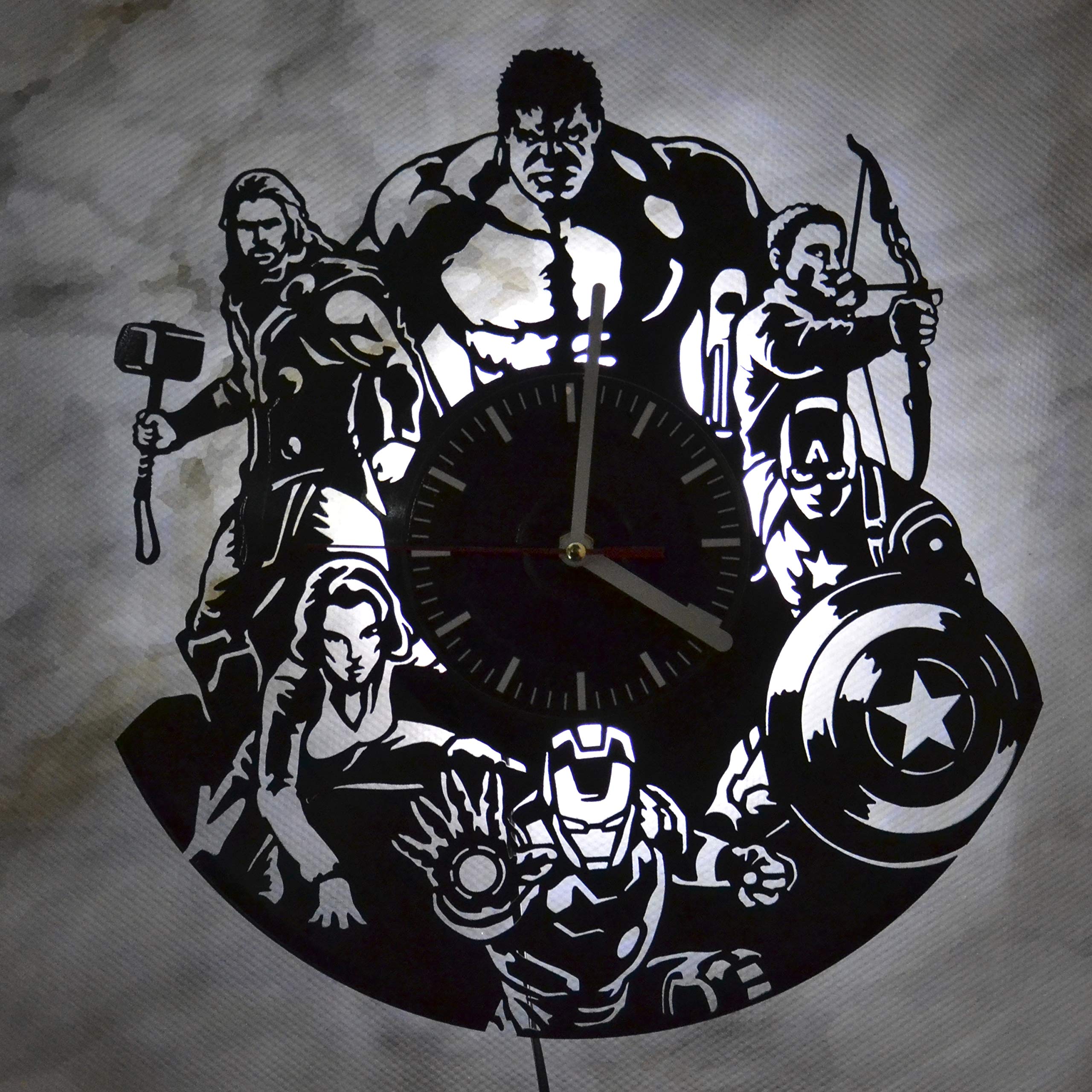 Hero Themed LED Wall Clock - Civil War Decor for Boys Room & Night Light