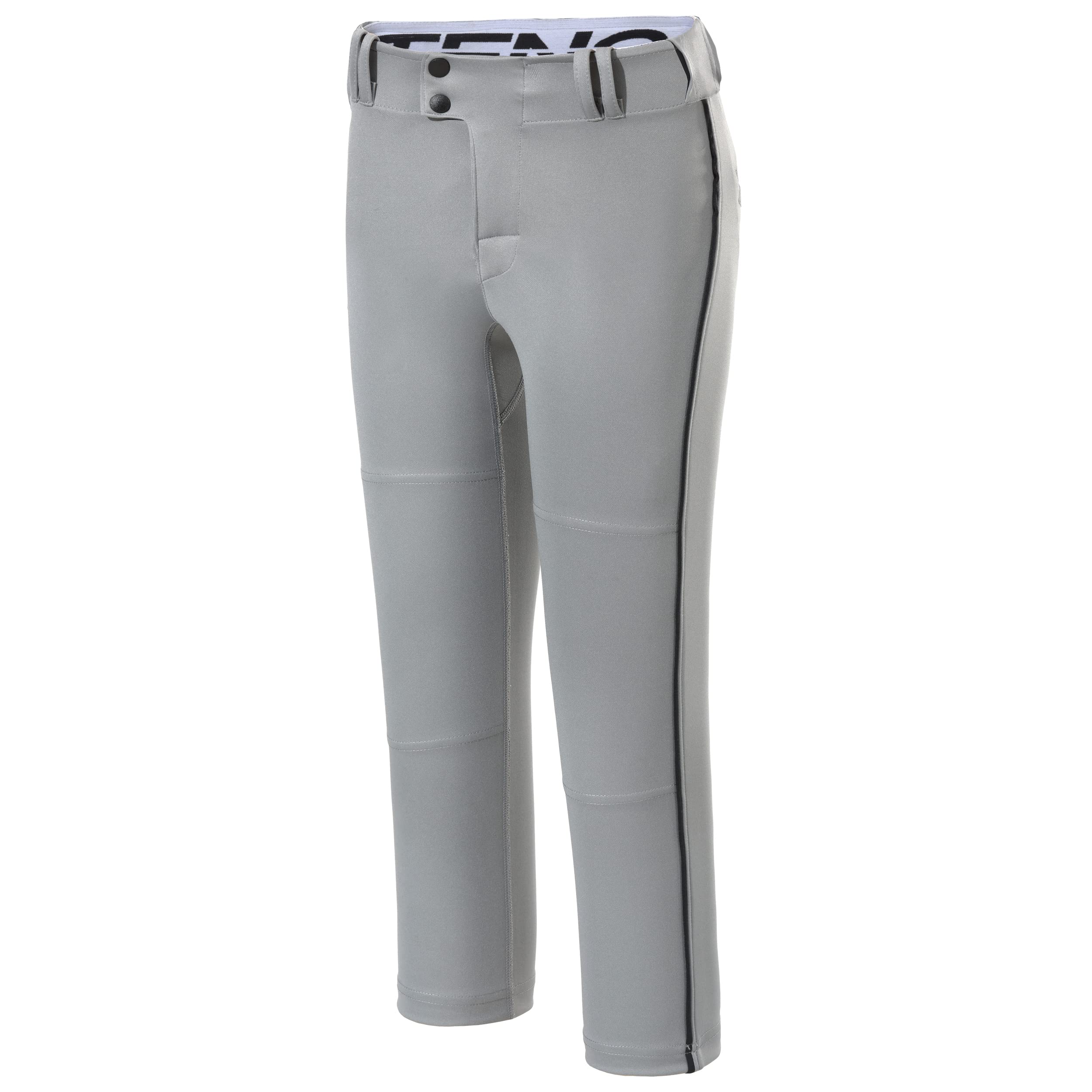 Youth Boys Baseball Pants with Black Piping - Slim Fit Adjustable Open Bottom for Comfort & Performance - Perfect for Little League, Practice & Games
