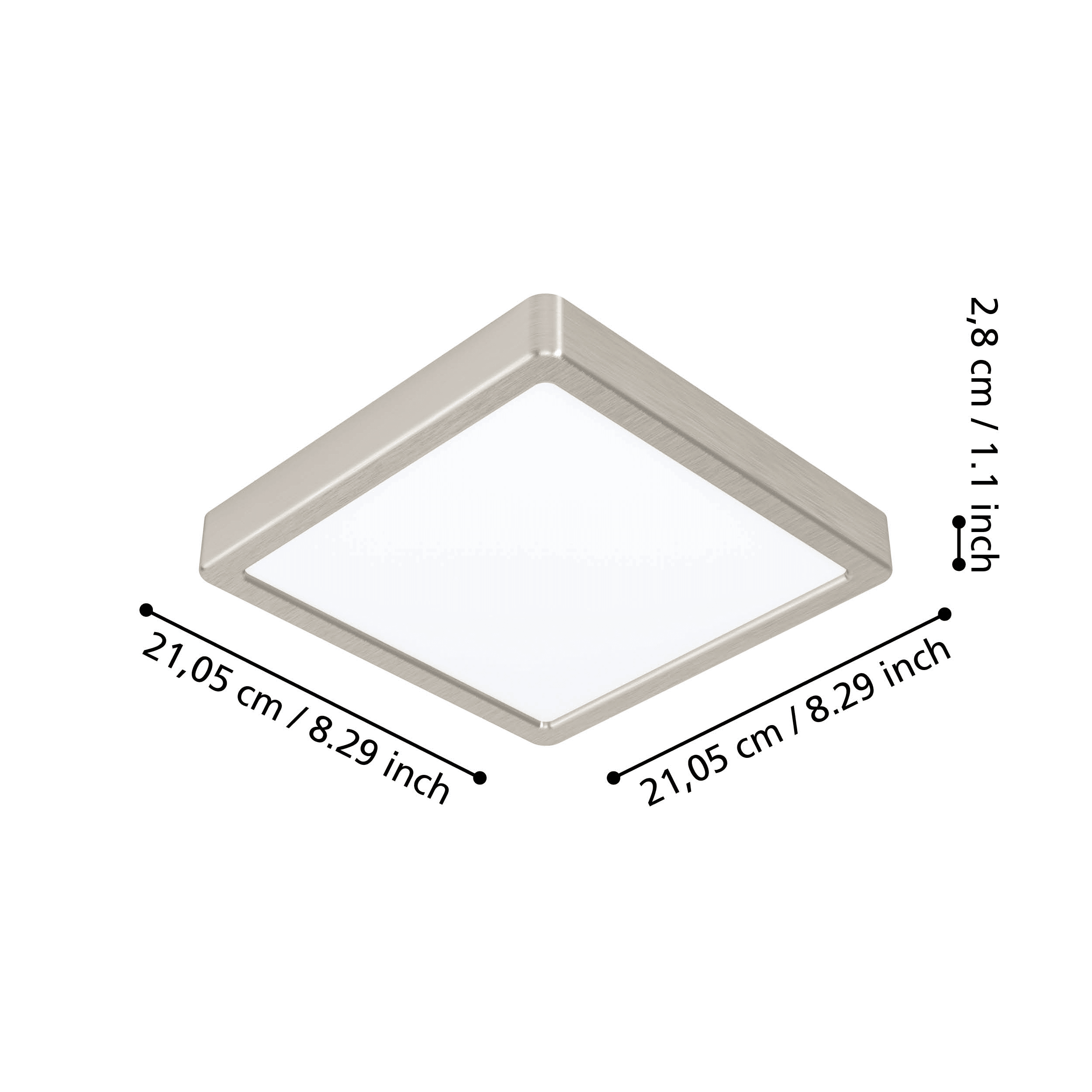 Eglo Connect Fueva Z Smart LED Nickel Square Ceiling Light - Dimmable WiFi-Enabled Fixture for Modern Home, Bedroom & Office Lighting