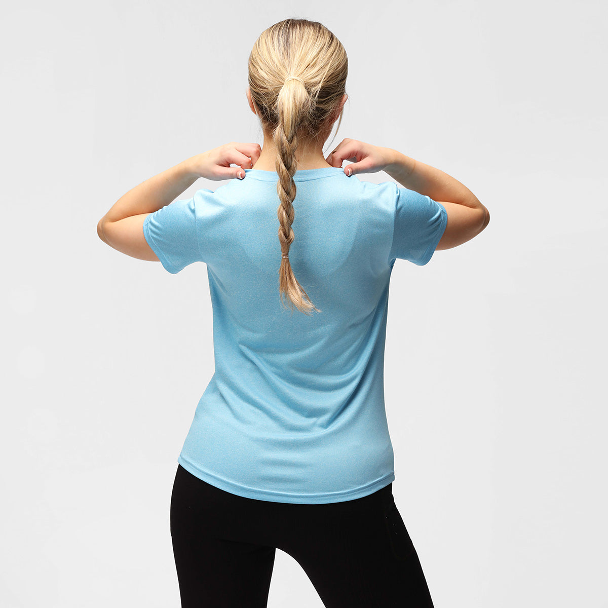 Turquoise Diamond-Patterned Women's Technical T-Shirt - Moisture-Wicking, Breathable & Stylish for Yoga, Running & Casual Wear