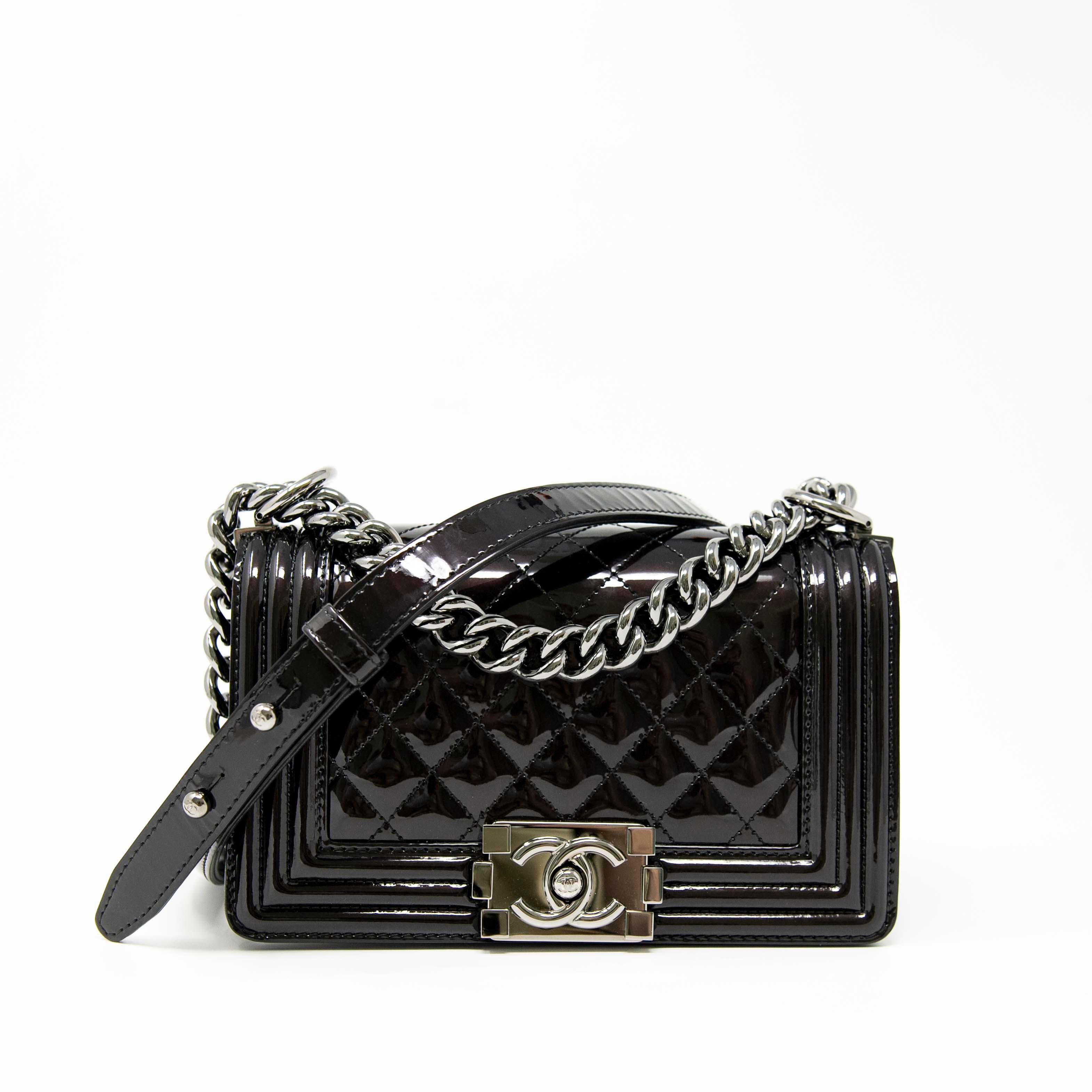 Chanel Black Patent Leather Small Boy Bag - Luxury Crossbody Handbag for Women, Perfect for Parties, Dates & Special Occasions